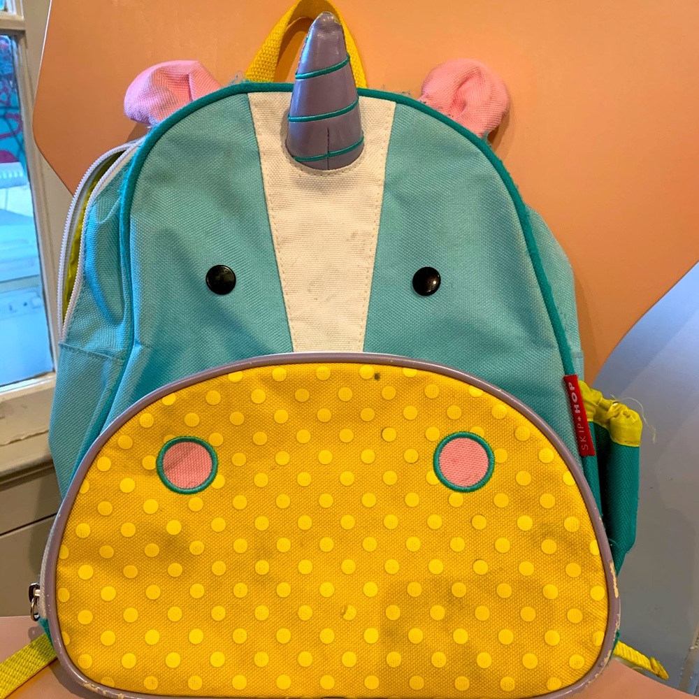 Skip Hop brand toddler unicorn backpack.